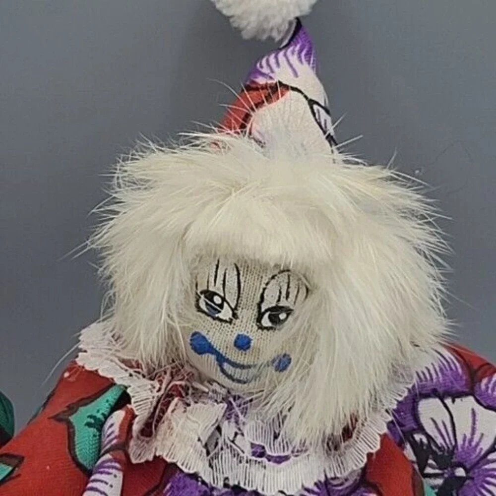 Vintage Clown Doll Sand Body Porcelain Head 5